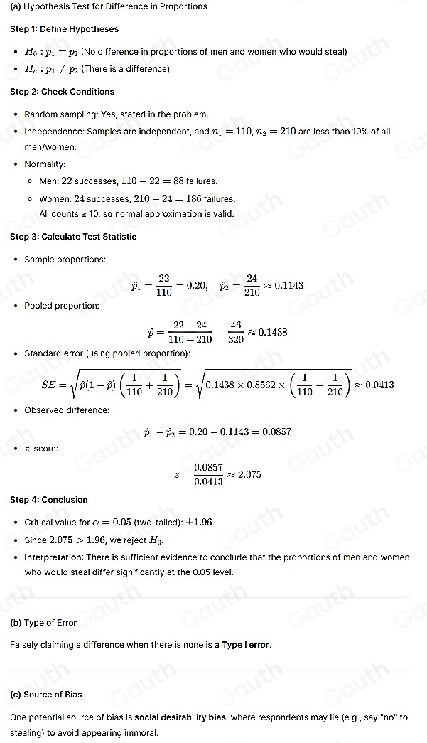 Solved: You are interested in studying if men and women have different ...