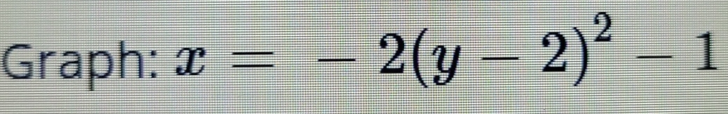 Graph: x=-2(y-2)^2-1