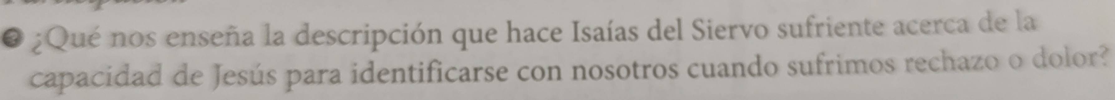 ¿Qué nos enseña la descripción que hace Isaías del Siervo sufriente acerca de la 
capacidad de Jesús para identificarse con nosotros cuando sufrimos rechazo o dolor?