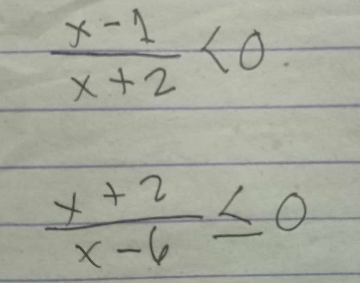  (x-1)/x+2 <0</tex>
 (x+2)/x-6 ≤ 0