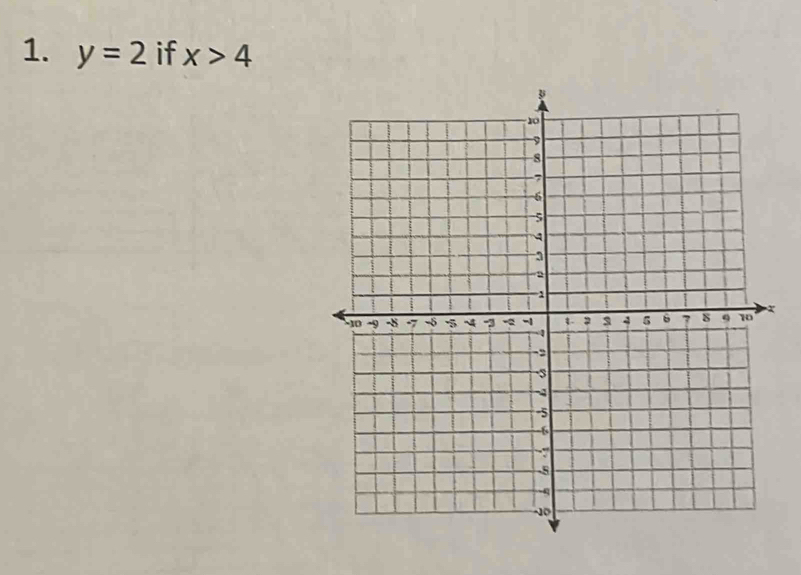 y=2 if x>4