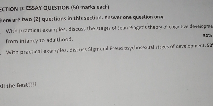 Solved: ECTION D: ESSAY QUESTION (50 marks each) here are two (2 ...