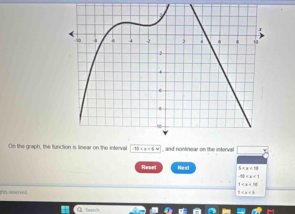 On the graph, the funal -10 v , and nonlinear on the interval 
Reset Next 5
-10
1
hts reserved. 1
Search