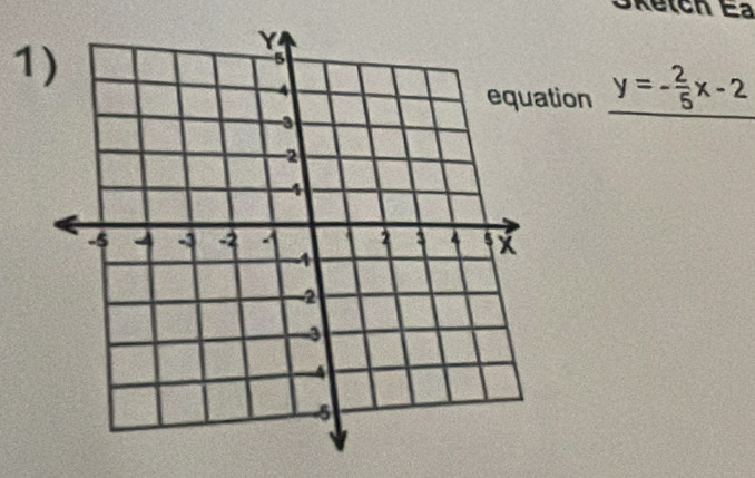 Sketch Ea 
1) 
tion y=- 2/5 x-2