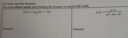 For each, find the domains
l credit.