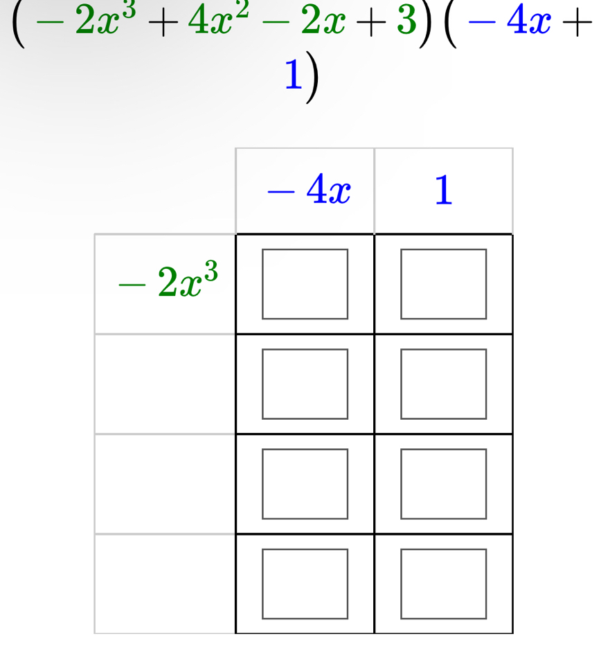 (-2x^3+4x^2-2x+3)(-4x+
1)