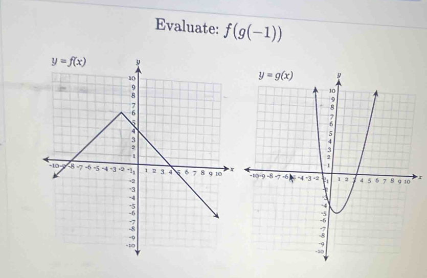 Evaluate: f(g(-1))
x