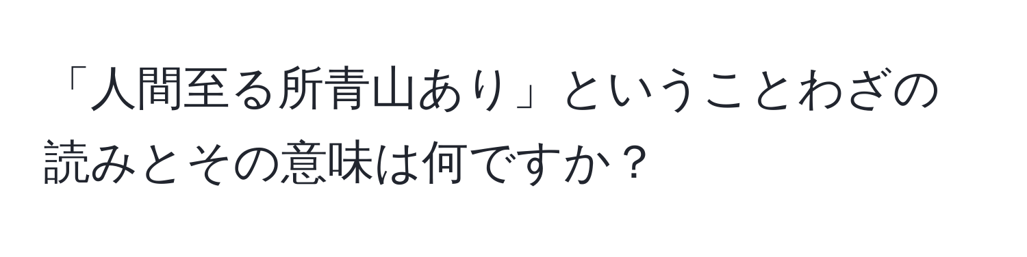 「人間至る所青山あり」ということわざの読みとその意味は何ですか？