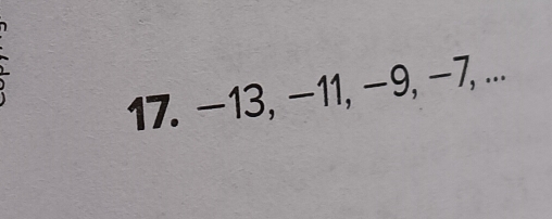 −13, −11, −9, −7, ...