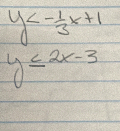 y<- 1/3 x+1
y≤ 2x-3