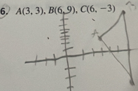 A(3,3), B(6,9), C(6,-3)