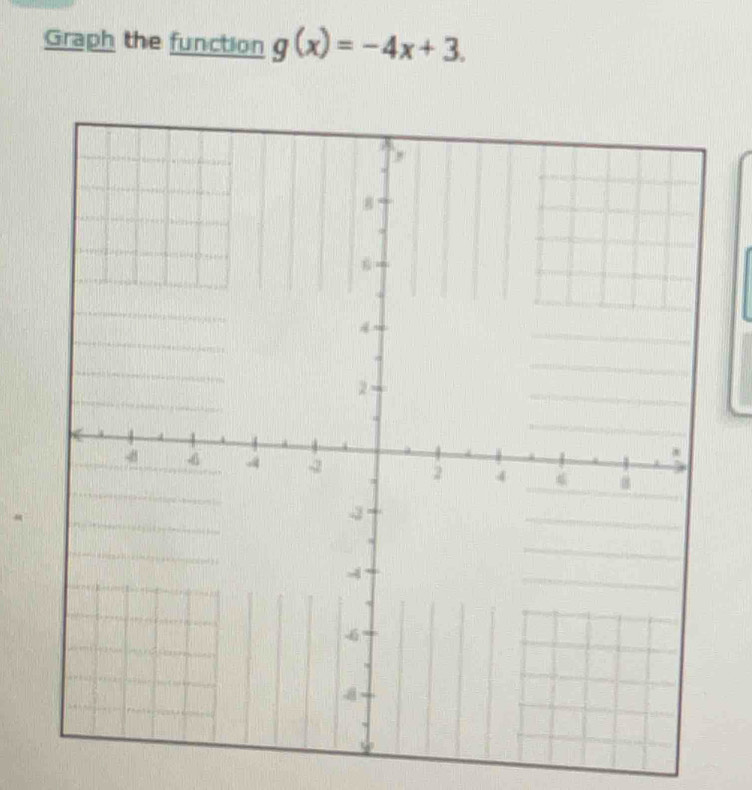 Graph the function g(x)=-4x+3.