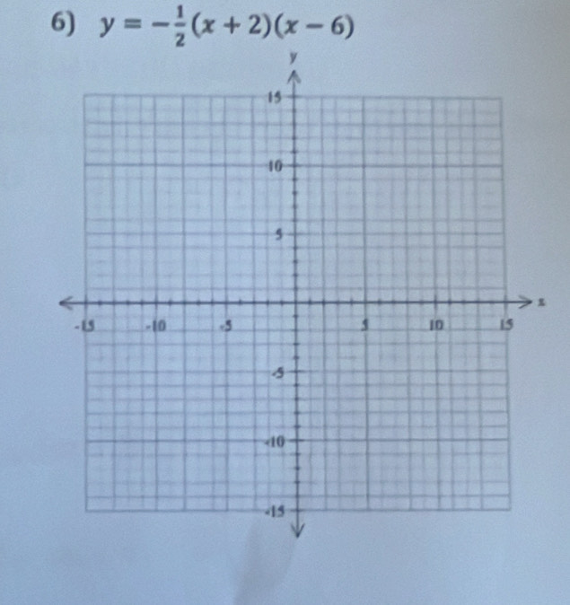 y=- 1/2 (x+2)(x-6)