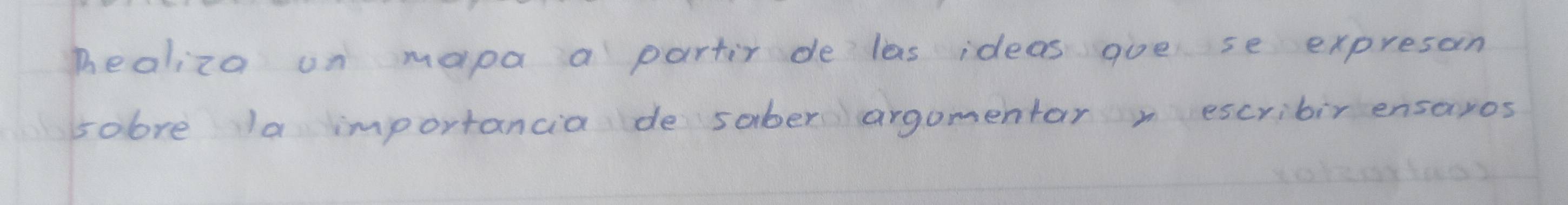 healiza on mapa a partir de las ideas aoe se expreson 
sobre la importancia de sober argomentar n escribir ensaros