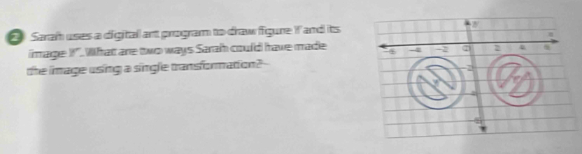 Saram uses a digital ant program to draw figure If and its 
image I". What are two ways Sarah could have made 
the image using a single transformation?