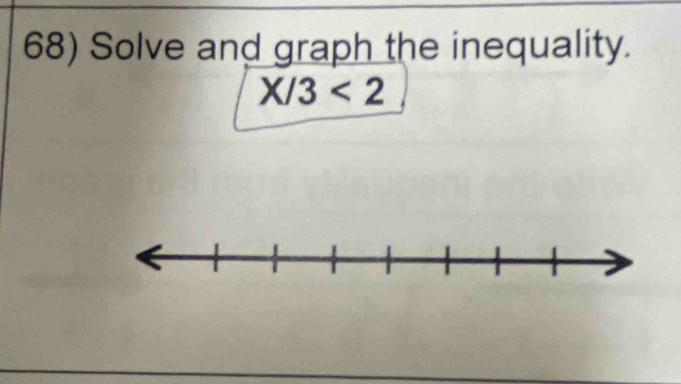 Solve and graph the inequality.
X/3<2</tex>