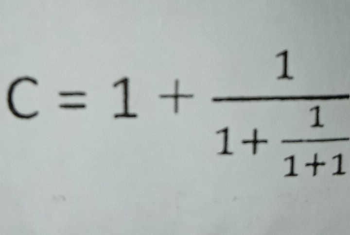 C=1+frac 11+ 1/1+1 