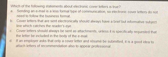 Solved: Which of the following statements about electronic cover ...