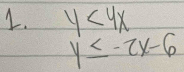 y<4x</tex>
y≤ -2x-6