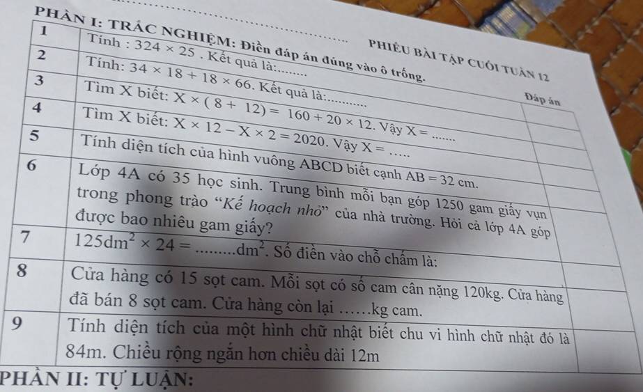 PHÀN I
9
phần II: Tự luận: