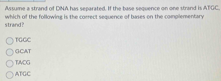 Solved: Assume a strand of DNA has separated. If the base sequence on ...
