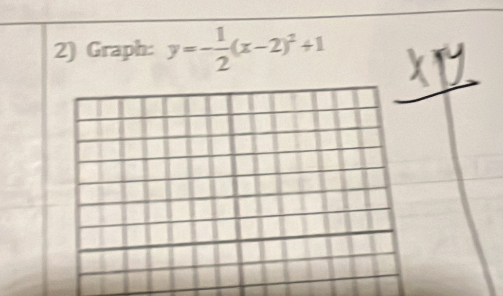 Graph: y=- 1/2 (x-2)^2+1