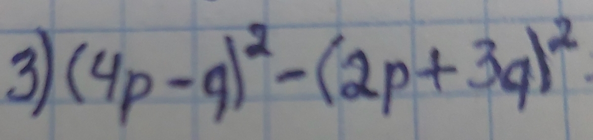 3 (4p-q)^2-(2p+3q)^2