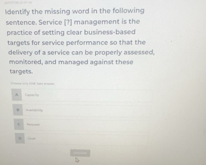 Solved: OF 40 Identify the missing word in the following sentence ...