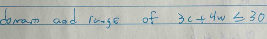 dowam and canse of 3c+4w≤ 30