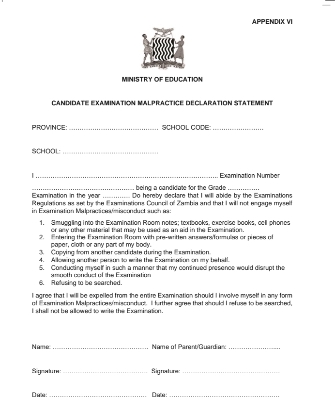 Solved: APPENDIX VI MINISTRY OF EDUCATION CANDIDATE EXAMINATION ...
