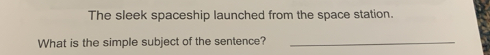 The sleek spaceship launched from the space station. 
What is the simple subject of the sentence?_