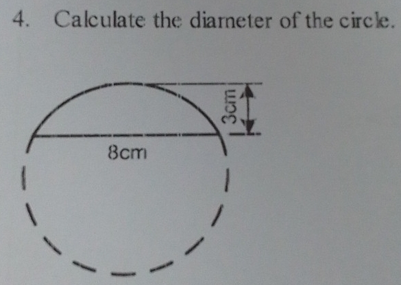 Calculate the diarneter of the circle.