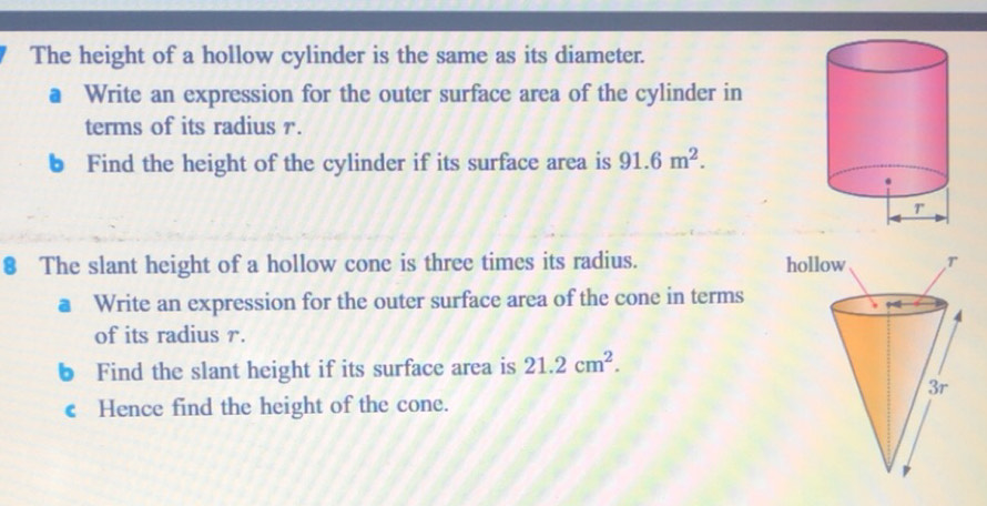 Solved: The height of a hollow cylinder is the same as its diameter ...