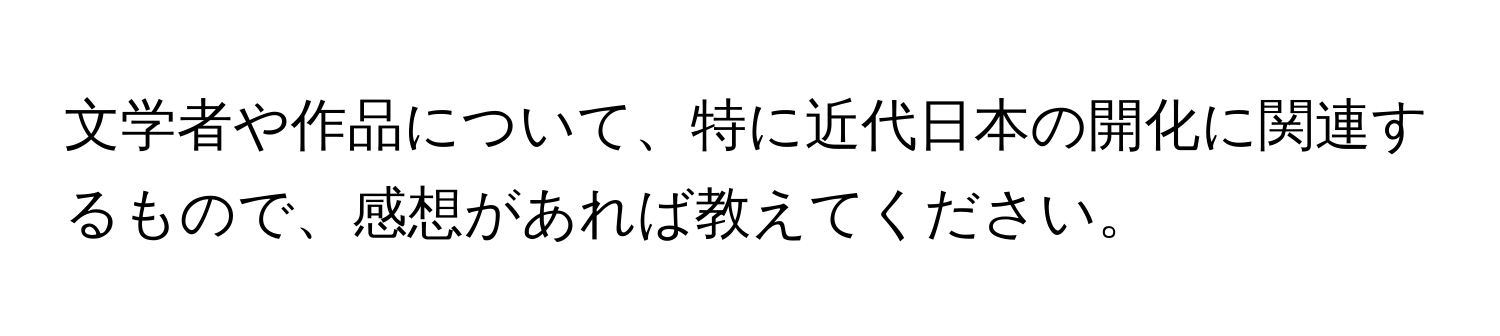 文学者や作品について、特に近代日本の開化に関連するもので、感想があれば教えてください。