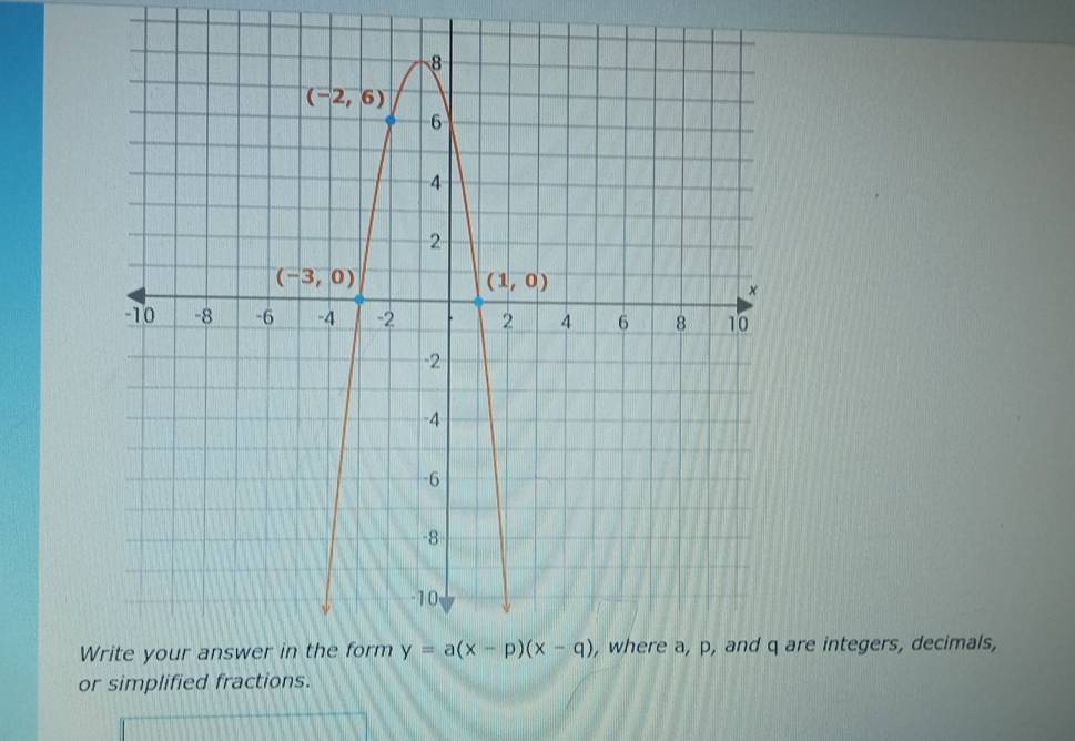 Ware integers, decimals,
or simplified fractions.