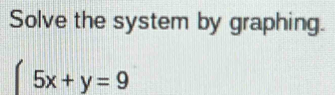 Solve the system by graphing.
|5x+y=9