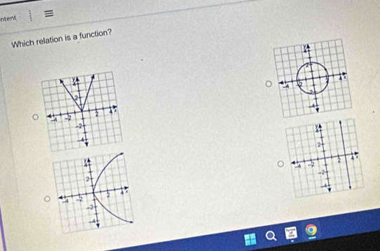 ntent 
Which relation is a function?
y
4
2
2
-2
-2