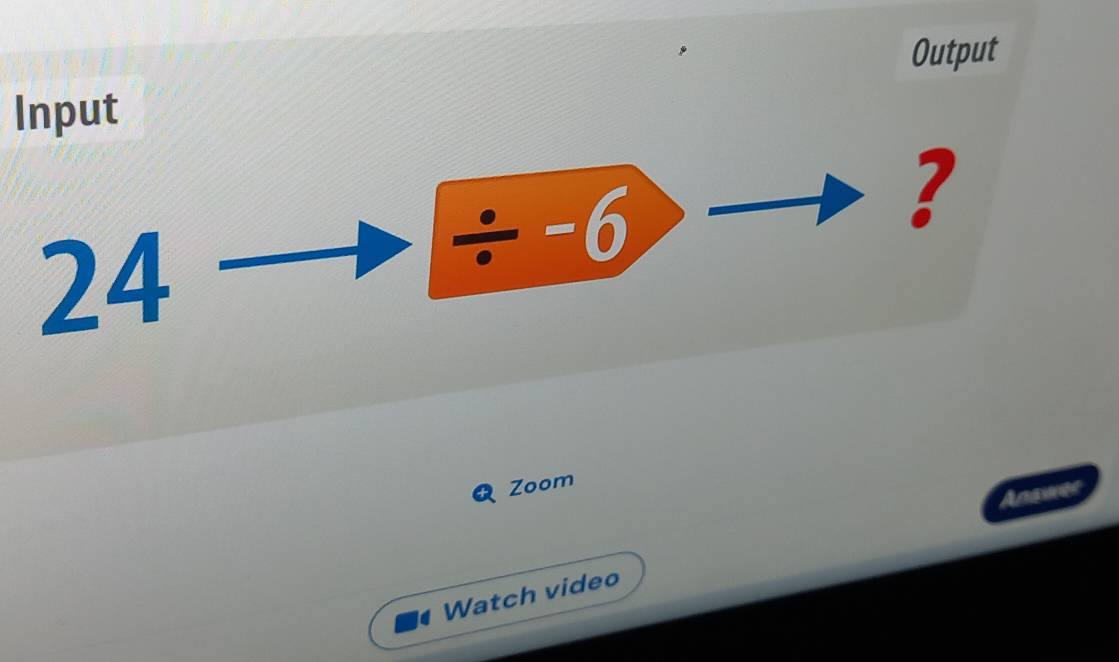 Output 
Input
24
/ -6
? 
Zoom 
Watch video