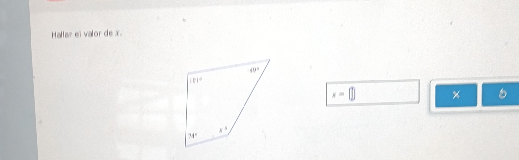 Hallar el valor de x.
x=beginbmatrix endbmatrix