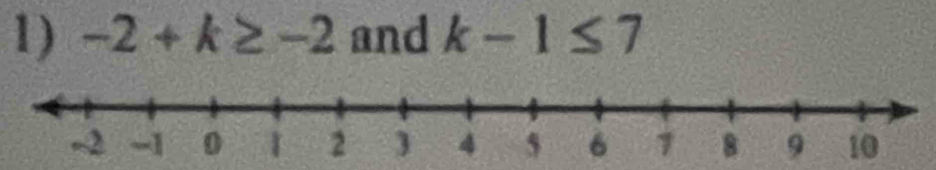 -2+k≥ -2 and k-1≤ 7