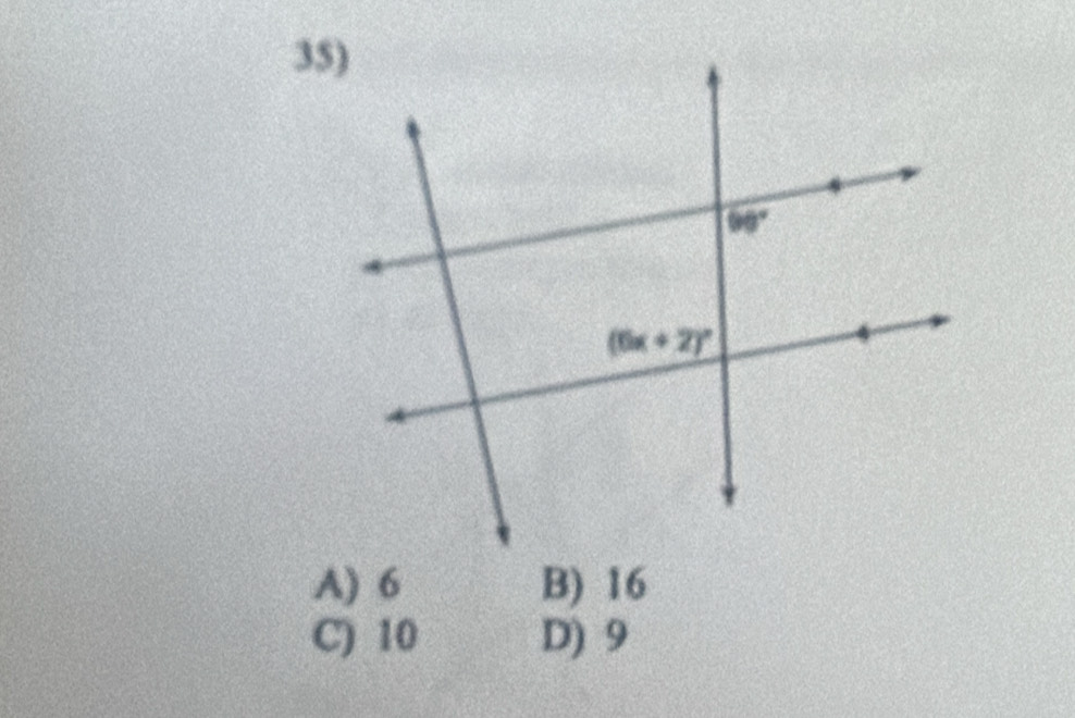 A) 6 B) 16
C) 10 D) 9