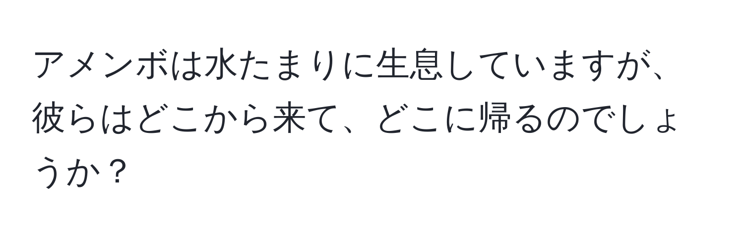 アメンボは水たまりに生息していますが、彼らはどこから来て、どこに帰るのでしょうか？