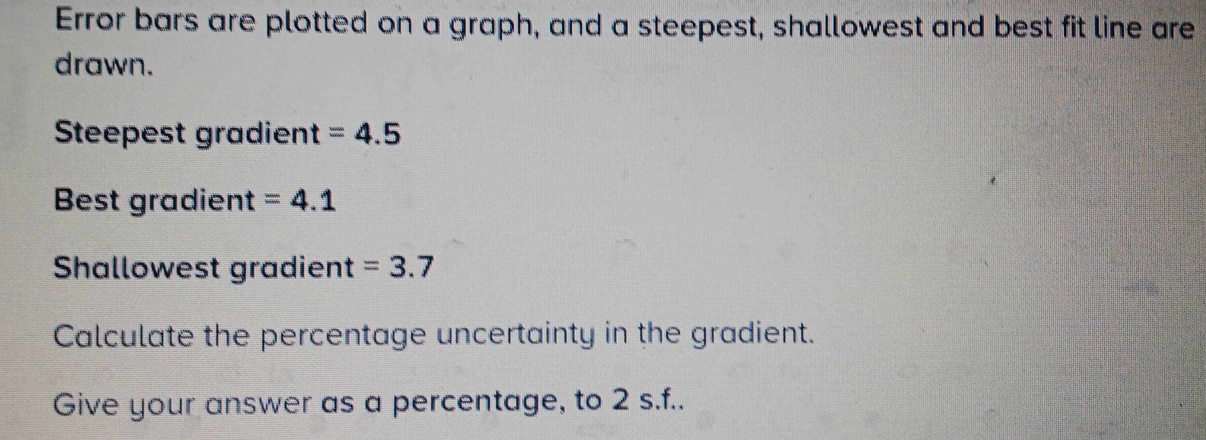 Solved: Error bars are plotted on a graph, and a steepest, shallowest ...