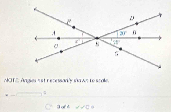 NOTE: Angles not necessarily drawn to scale.
w=□°
C 3 of 4 sqrt()sqrt() 0