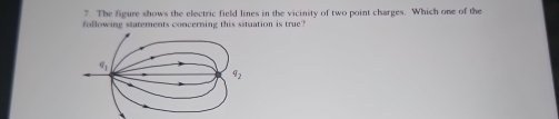 Solved: The figure shows the electric field lines in the vicinity of ...