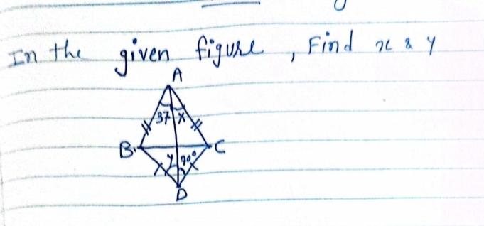 In the given figure, Find x a y