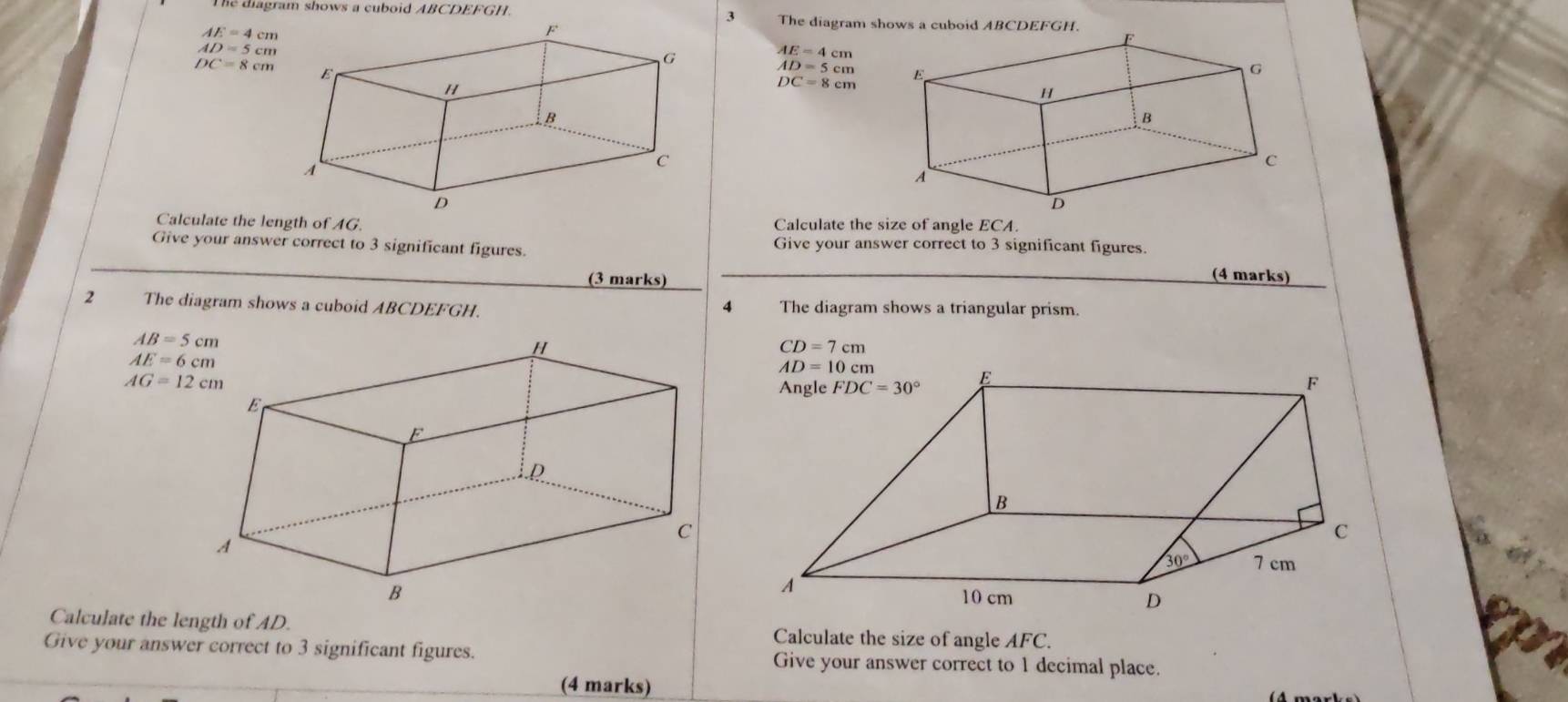 Solved: The diagram shows a cuboid ABCDEFGH. 3 The diagram shows a ...