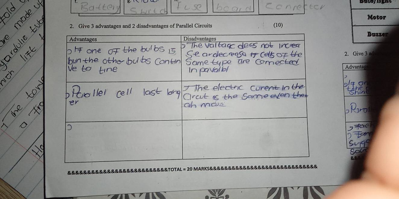 Solved: Büis/ Bight Motor 2. Give 3 advantages and 2 disadvantages of ...