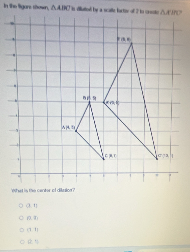 In the figure shown,
(3,1)
(0,0)
(1,1)
(2,1)