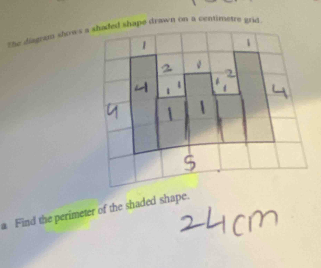 a Find the perimeter of the shaded shape.